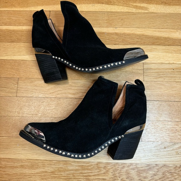 Jeffrey Campbell Optimum ST Black Oiled Silver Suede Studded Boots 9 - Picture 5 of 11